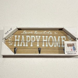 Wooden Entryway Hanger w White Lettering